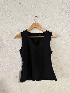 J.Crew Black Sleeveless Peplum Top XS Stretch Career Office Blouse